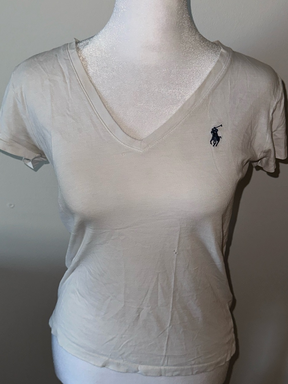 Ralph Lauren Classic V-Neck Polo Tee in White